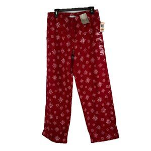 Charter Club Size Small Pajama Pants Red Snowflake 100% Cotton Full Length